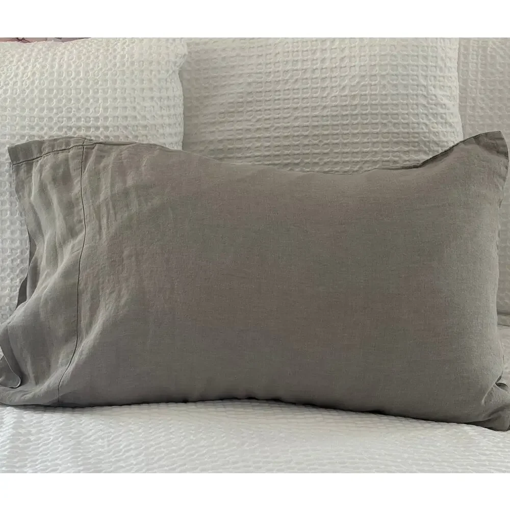 RH Stonewashed Belgian Linen Standard Pillowcase Gray 100% Linen 20x30